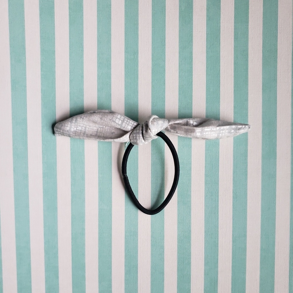 White and Silver Hair Bow